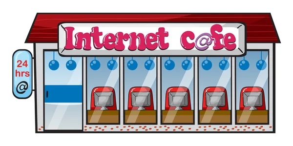 Bir internet cafe — Stok Vektör