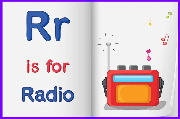 A picture of a radio in a book — Stock Vector