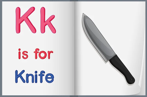 Una foto de un cuchillo en un libro — Vector de stock
