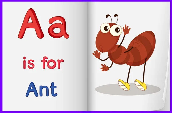 A picture of an ant in a book — Stock Vector