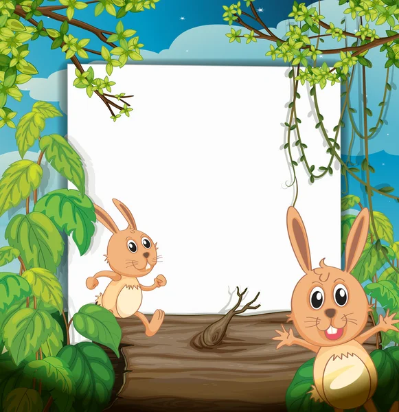 Dancing rabbits and a white board — Stock Vector