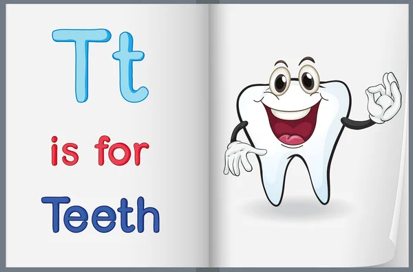 En bild av en tand i en bok — Stock vektor