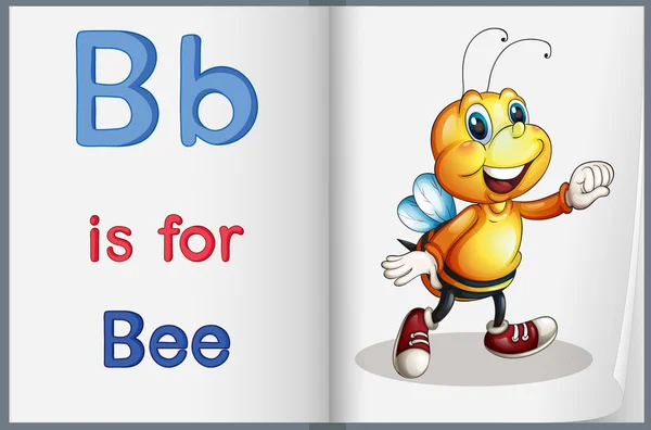 Μια εικόνα από μια μέλισσα πάνω σε ένα βιβλίο — Διανυσματικό Αρχείο