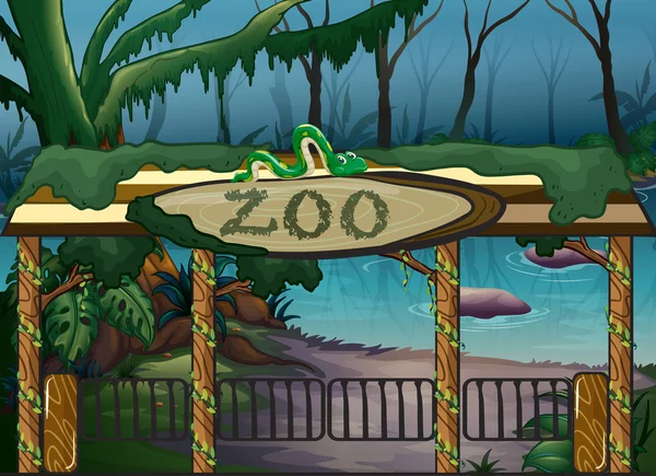 Uno zoo e un fiume — Vettoriale Stock