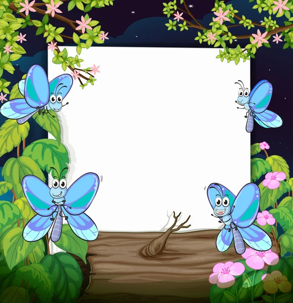 蝴蝶和白板 — 图库矢量图片