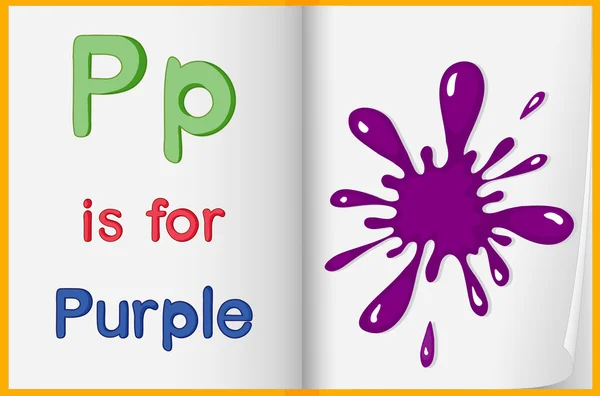 A picture of a purple splash in a book — Stock Vector