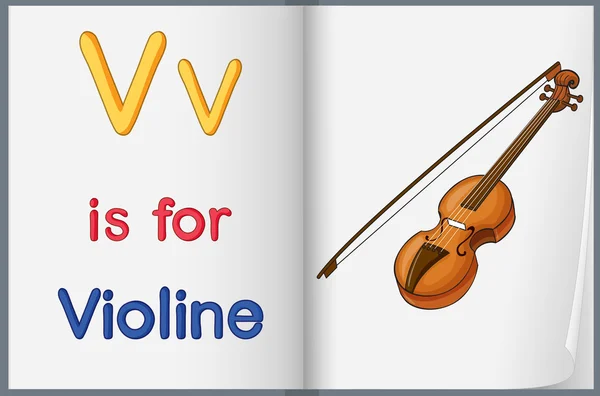 A picture of a violine in a book — Stock Vector