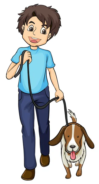 Улыбающийся мальчик и собака — стоковый вектор