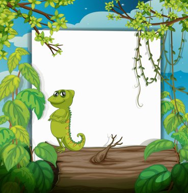 A smiling chameleons and a white board clipart