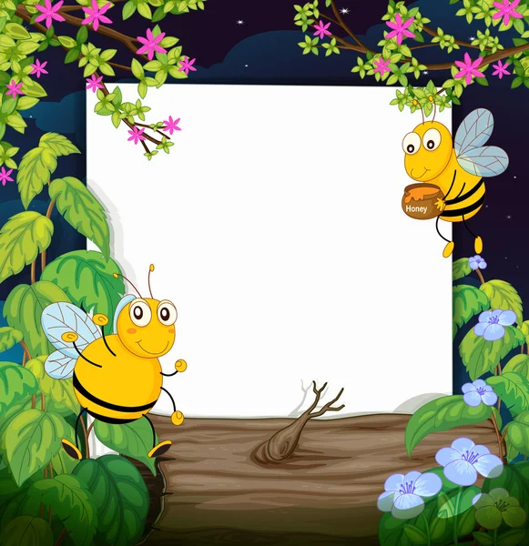 Honey bees and a white board — Stock Vector