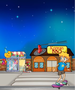 çocuklar bir scooter ve skate board sürme