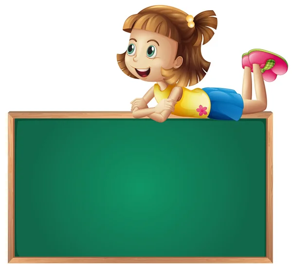 A young girl at the top of a board — Stock Vector