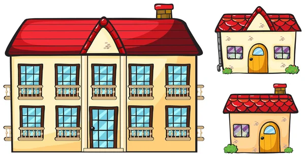 Um grande apartamento e duas pequenas casas —  Vetores de Stock