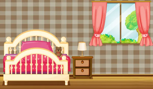 Cama y ventana — Vector de stock