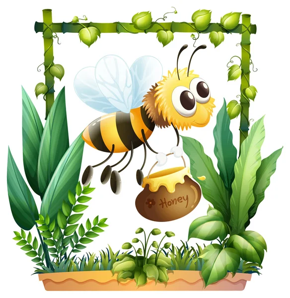 Une abeille avec un miel — Image vectorielle