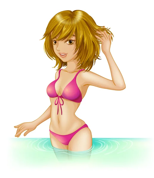 Fille sexy dans la piscine — Image vectorielle