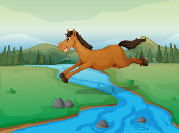 Horse crossing the river — Stock Vector