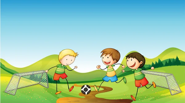 Děti hrají fotbal — Stockový vektor