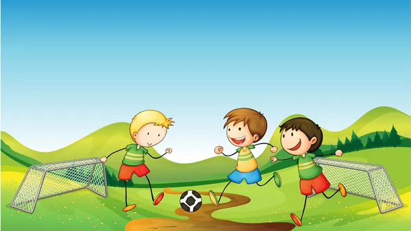 Kinder spielen Fußball — Stockvektor