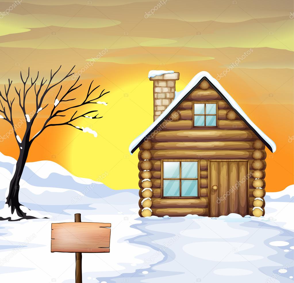 snowy cabin clipart