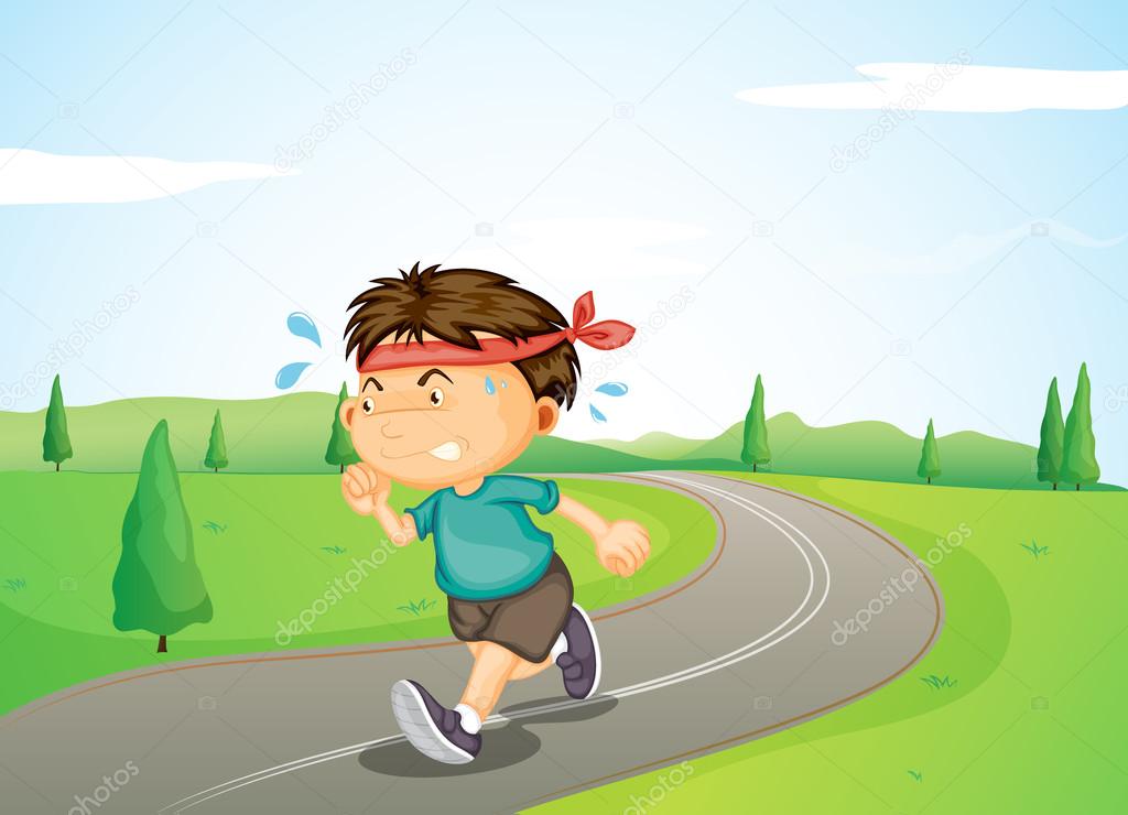 A boy jogging