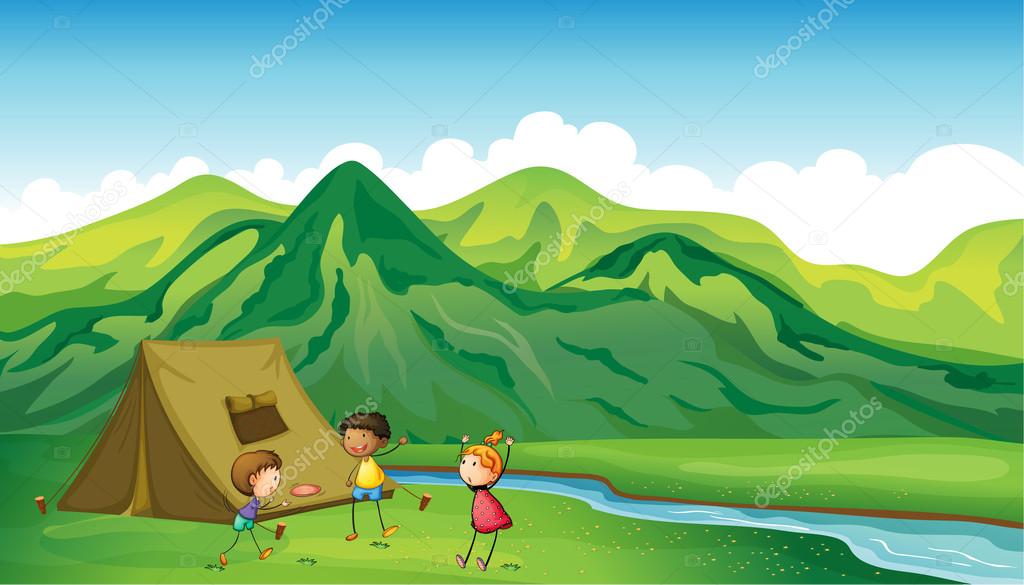 Three children playing Stock Vector Image by ©interactimages #18836719