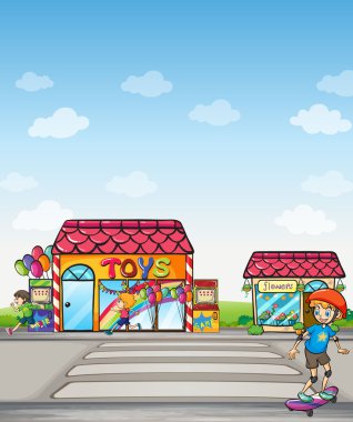 bir çocuğu sokakta paten