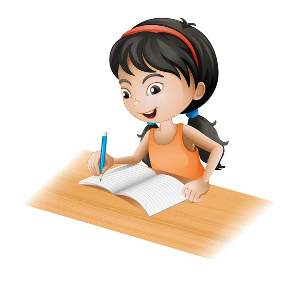 Una chica escribiendo — Vector de stock