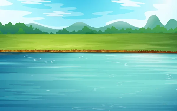 Une rivière et un beau paysage — Image vectorielle