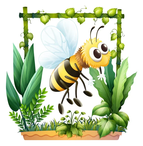 Uma abelha no jardim —  Vetores de Stock