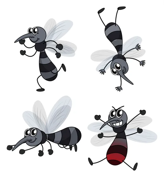 Cuatro mosquitos — Vector de stock