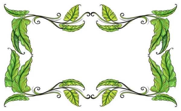 A border made of leaves — Stock Vector