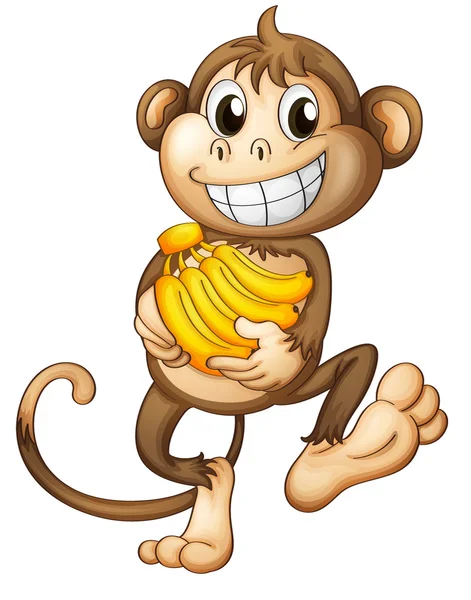Μια ευτυχισμένη μαϊμού με μπανάνες — Διανυσματικό Αρχείο