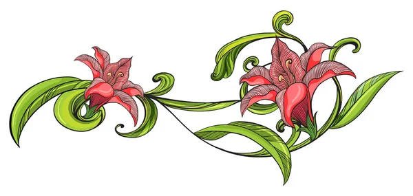 Bordure de fleur de vigne — Image vectorielle