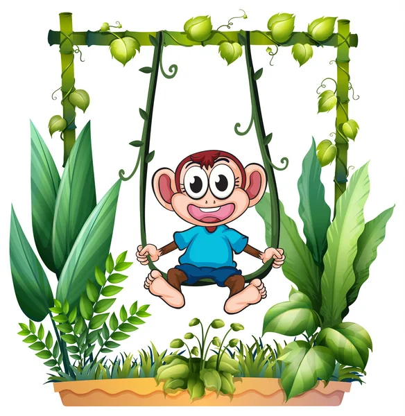 Um macaco com uma camisa azul — Vetor de Stock