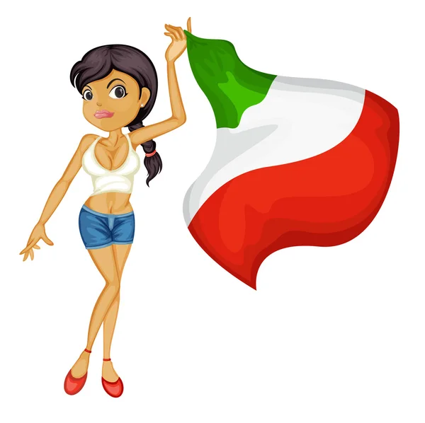 A smiling girl with a national flag of Italy — Stock Vector