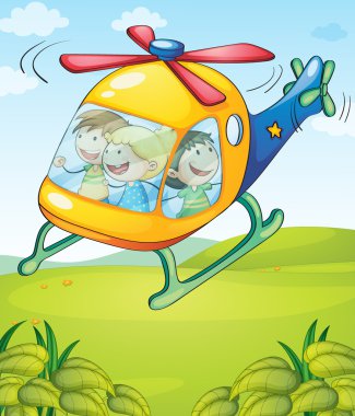 mutlu çocuklar ile renkli bir helikopter