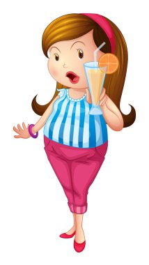 A fat lady with a juice clipart