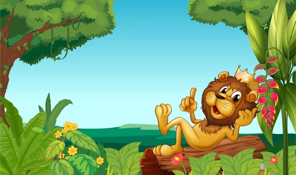 En kung lion i skogen — Stock vektor