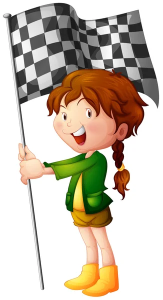 A smiling kid holding a flag — Stock Vector