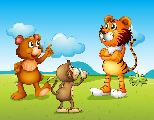 一只老虎、 一只猴子和一只老鼠 — 图库矢量图片