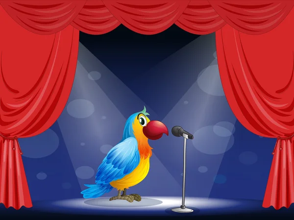 一只鹦鹉在舞台的中心 — 图库矢量图片