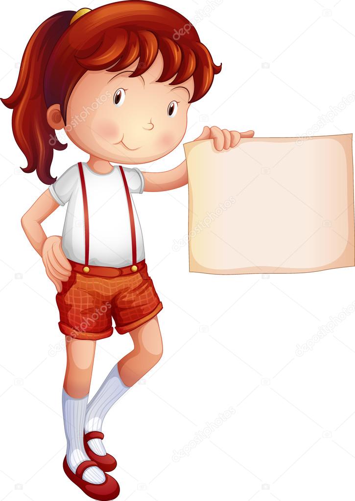 A child showing a piece of paper