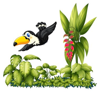 Bahçe içinde uçan bir kuş