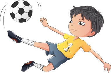 A little boy playing soccer vector A little boy playing soccer vector