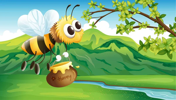 蜂は蜂蜜をもたらす — ストックベクタ