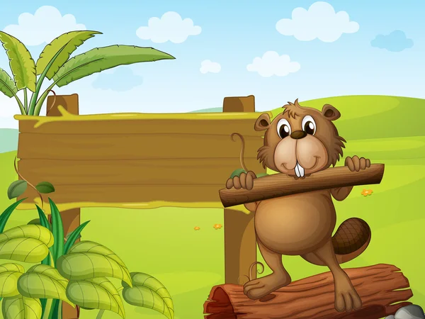 bir ahşap tutan bir kunduz