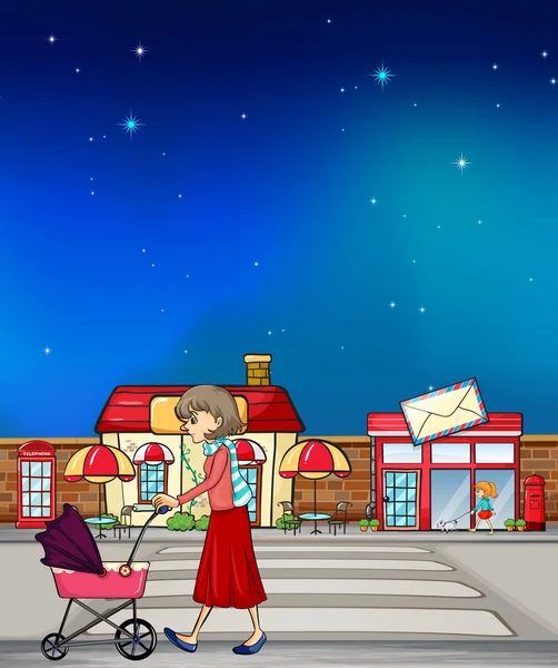 yolda yürüyen bir kadın