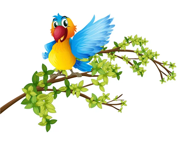 나무의 분 지에는 다채로운 앵무새 — 스톡 벡터