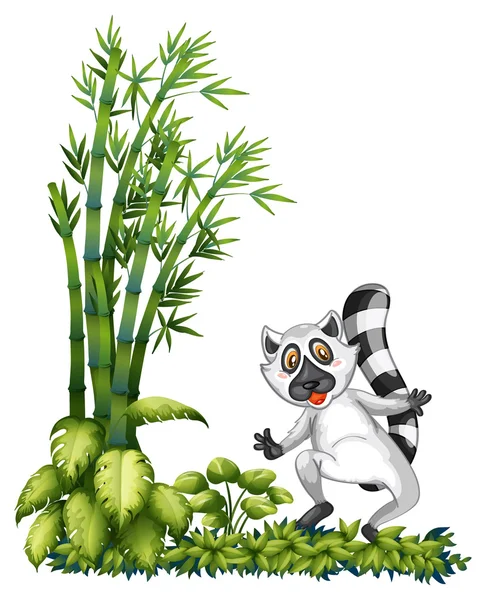 Un animal sauvage près de la plante de bambou — Image vectorielle